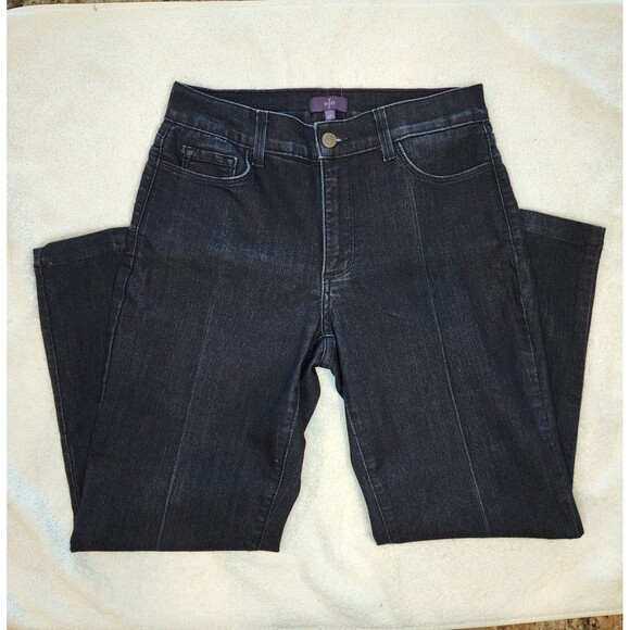 NYDJ Not Your Daughters Jeans Sz 6 Petite Dark Wash Denim Crop Bootcut Lift Tuck - Picture 5 of 9